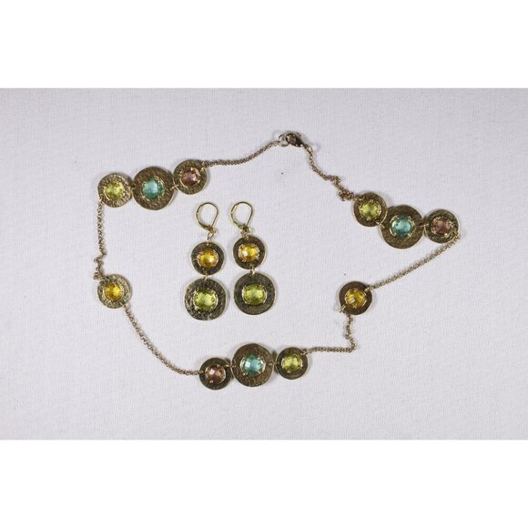 Greek goddess demi-parure costume jewelry set, necklace and matching earrings, - Picture 2 of 6